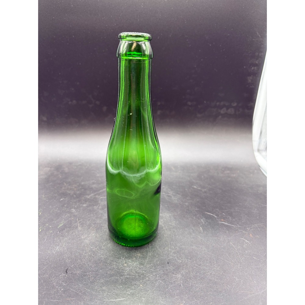 Vintage Emerald Green‎ Glass Bottle 18 ML Crown Top Collectible Decorative Vase